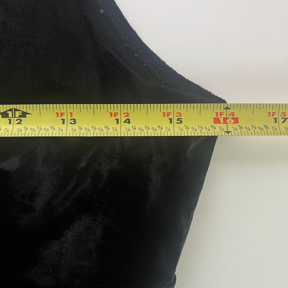 Y2K Express Sz M Babydoll Tank Top Black Velvet V Hem Beaded Whimsigoth Sequin - Picture 7 of 9